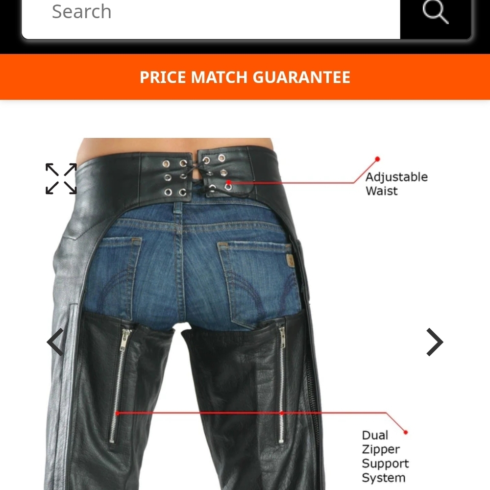 NWT. Womens Black Leather Chaps. SZ 10 - Picture 3 of 10